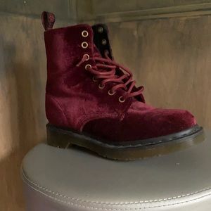Maroon velvet doc martens size 7